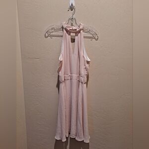 Express halter style blush pink/white polka dot keyhole dress Size 12